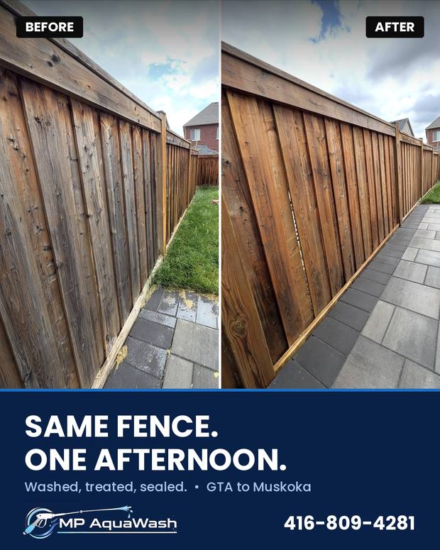MP AquaWash — Same fence. One afternoon.